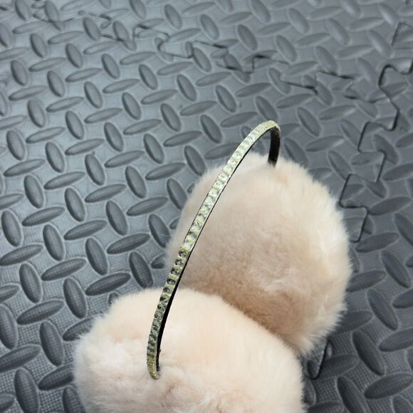 Girls Winter Warm Adjustable Faux Fur Soft Plush Earmuffs Ear Warmers - Beige - Picture 4 of 4